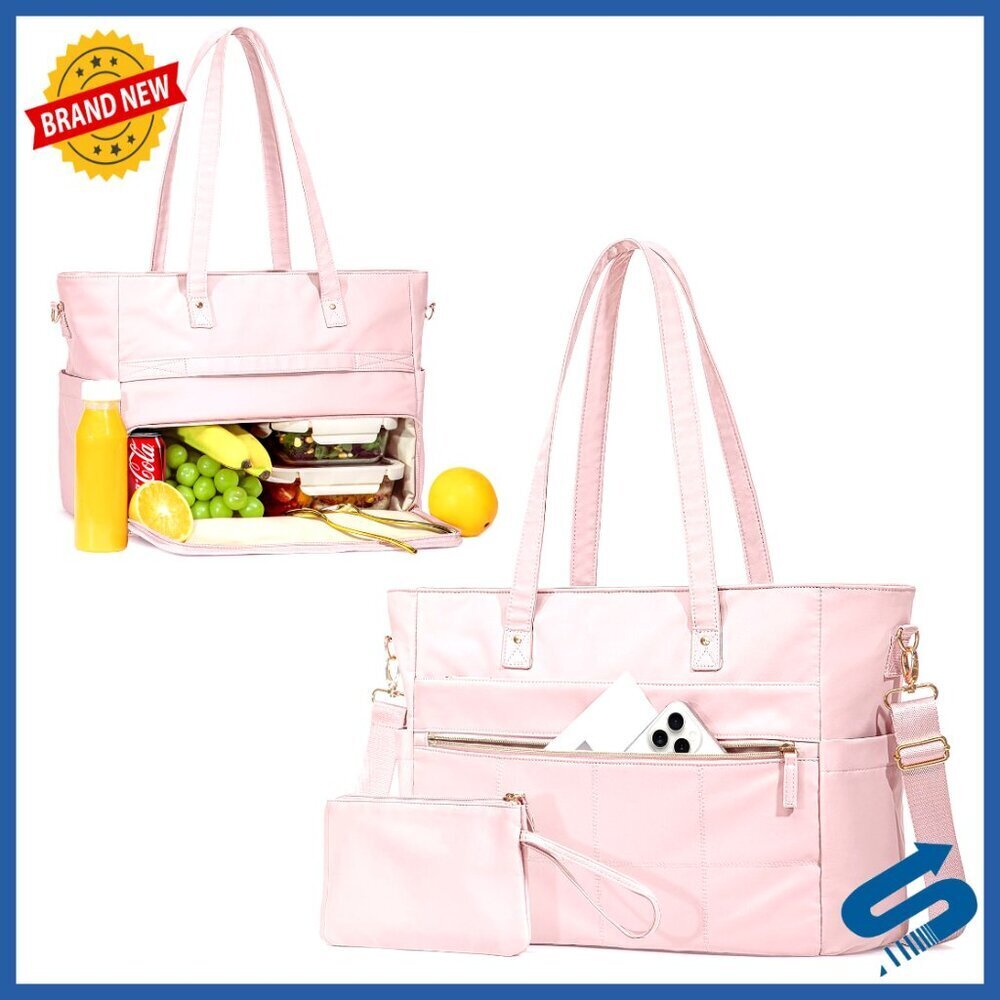 Insulated Work Tote with Laptop Sleeve Waterproof Multi-Pocket Office Bag